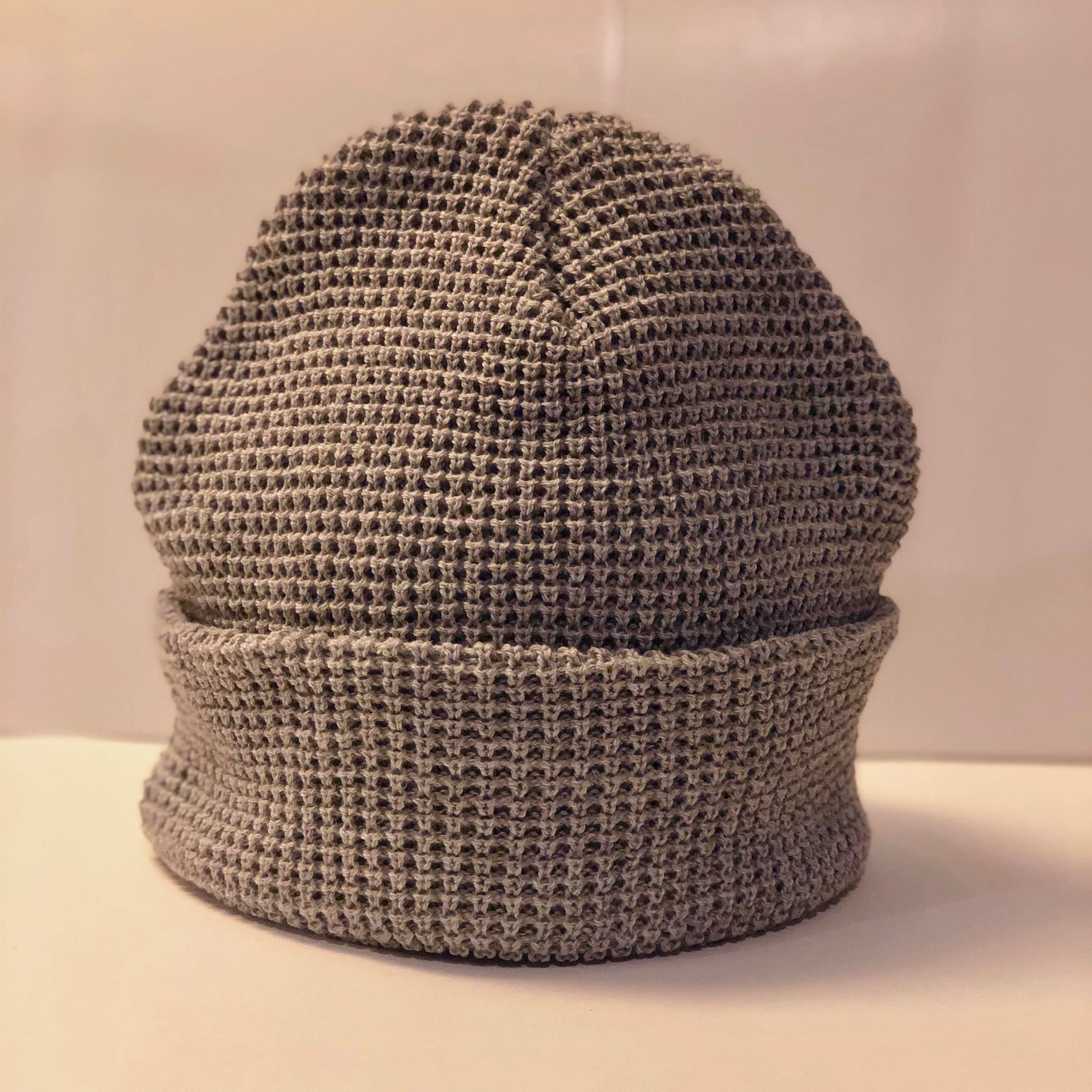 Waffle Knit Winter Beanie - Gray